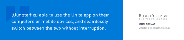 A quote from Robert Allen Law shows how Intermedia Unite is an excellent example of unified communications for legal offices.