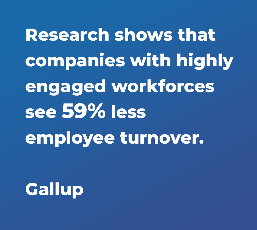 graphic highlighting statistic that says organizations with highly engaged employees experience 59% lower turnover