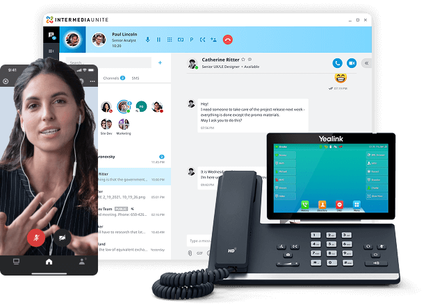 graphic shows visual of Intermedia phone systems for healthcare
