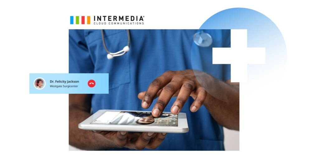 graphic shows doctor using tablet to make patient calls

