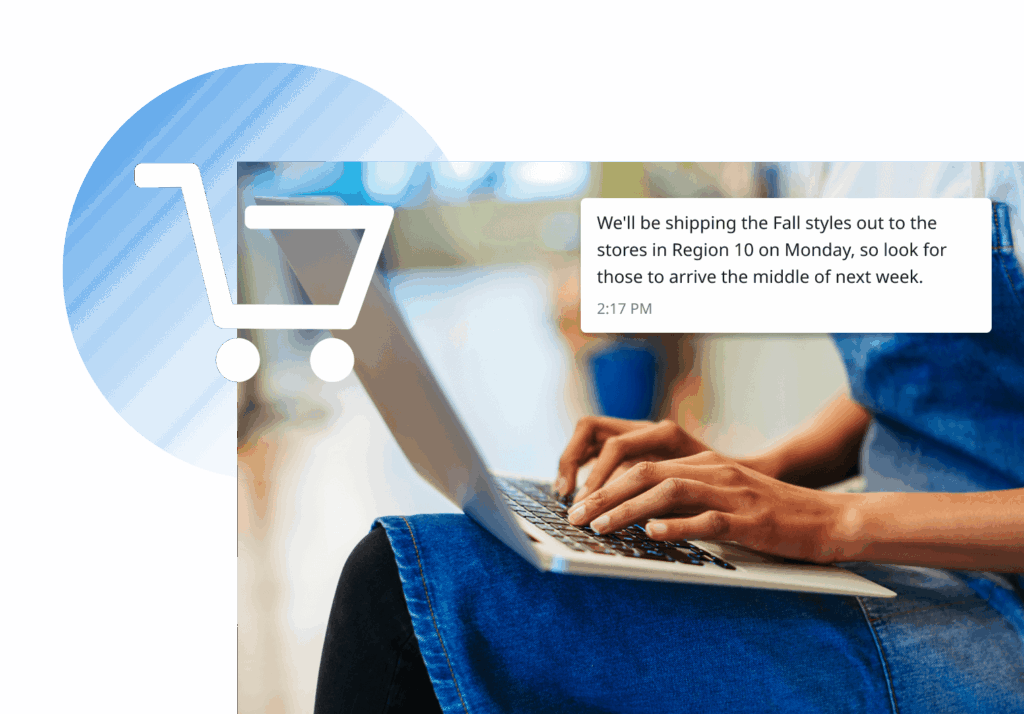 graphic shows how retail stores can send customer updates via retail chatbot