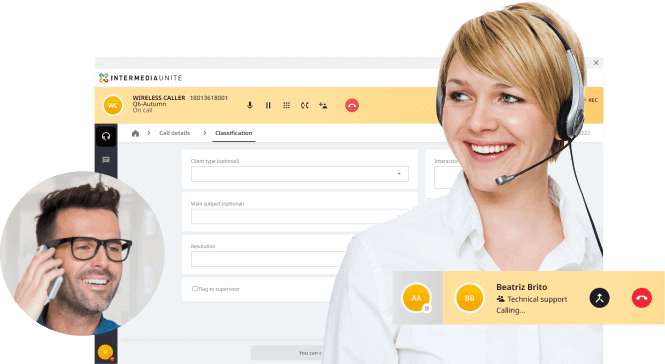 graphic shows customer service agent helping customer with automation