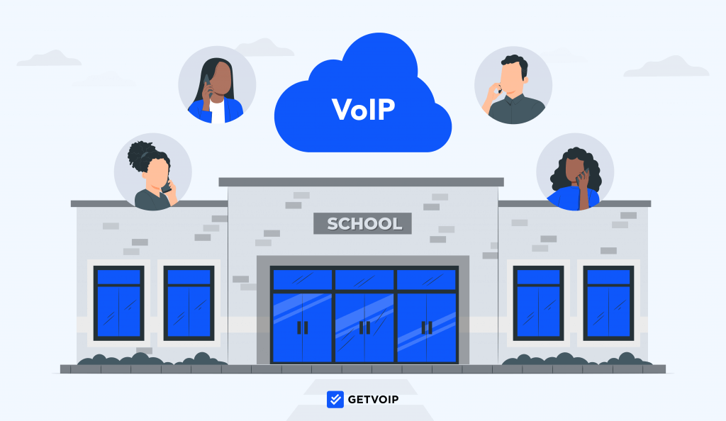 Diagram comparing VoIP and legacy phone systems in schools