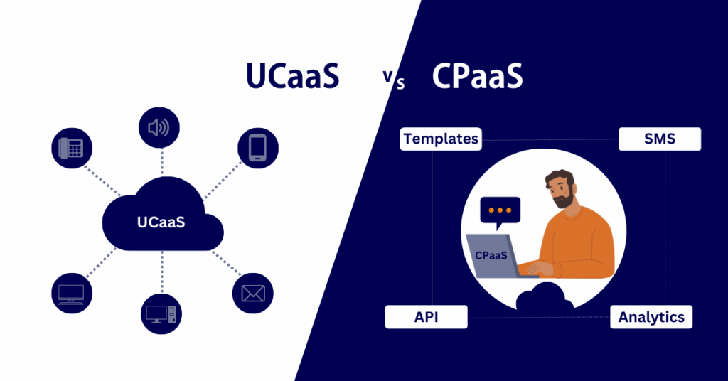 Diagram showing comparison between characteristics of ucaas vs cpaas